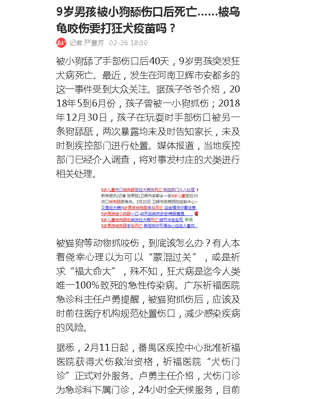 【南方+】9岁男孩被小狗舔伤口后死亡……被乌龟咬伤要打狂犬疫苗吗？
